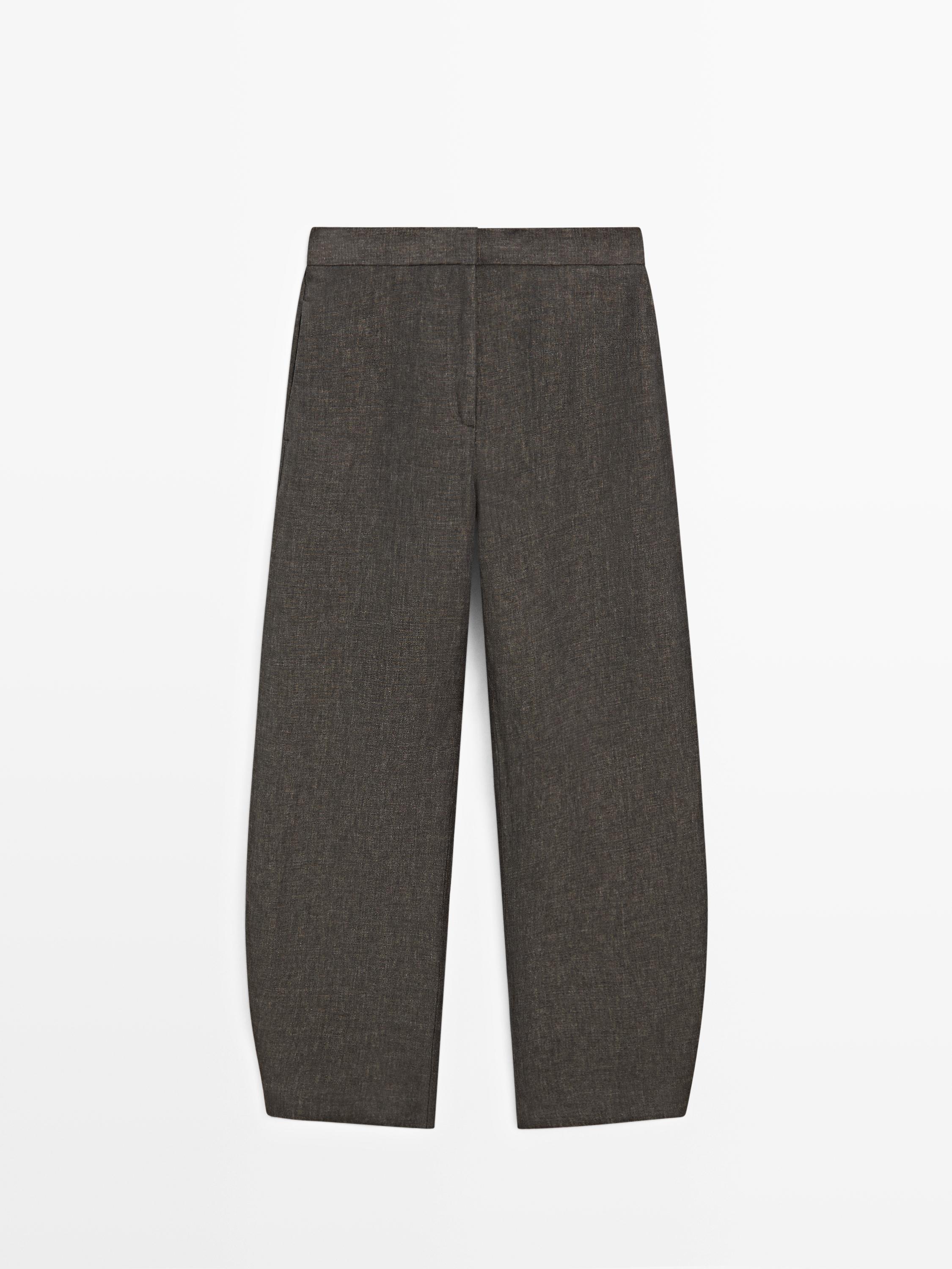 Linen barrel fit trousers